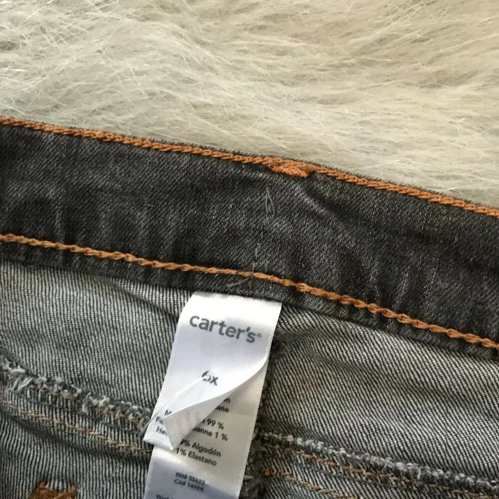 Carter's Girls Jeans Size 6X Black‎ Skinny Denim Stretchy Adjustable Waist NEW